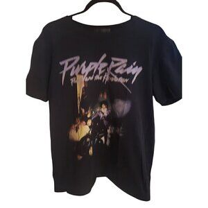 Prince Purple Rain T-Shirt Mens Size L Black Graphic Tee Cotton Short Sleeve